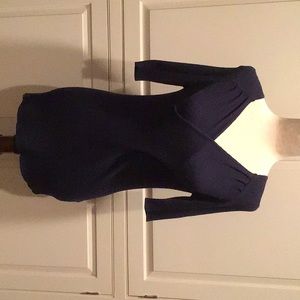 BANANA REPUBLIC NAVY KNIT FAUX WRAP LONG TOP